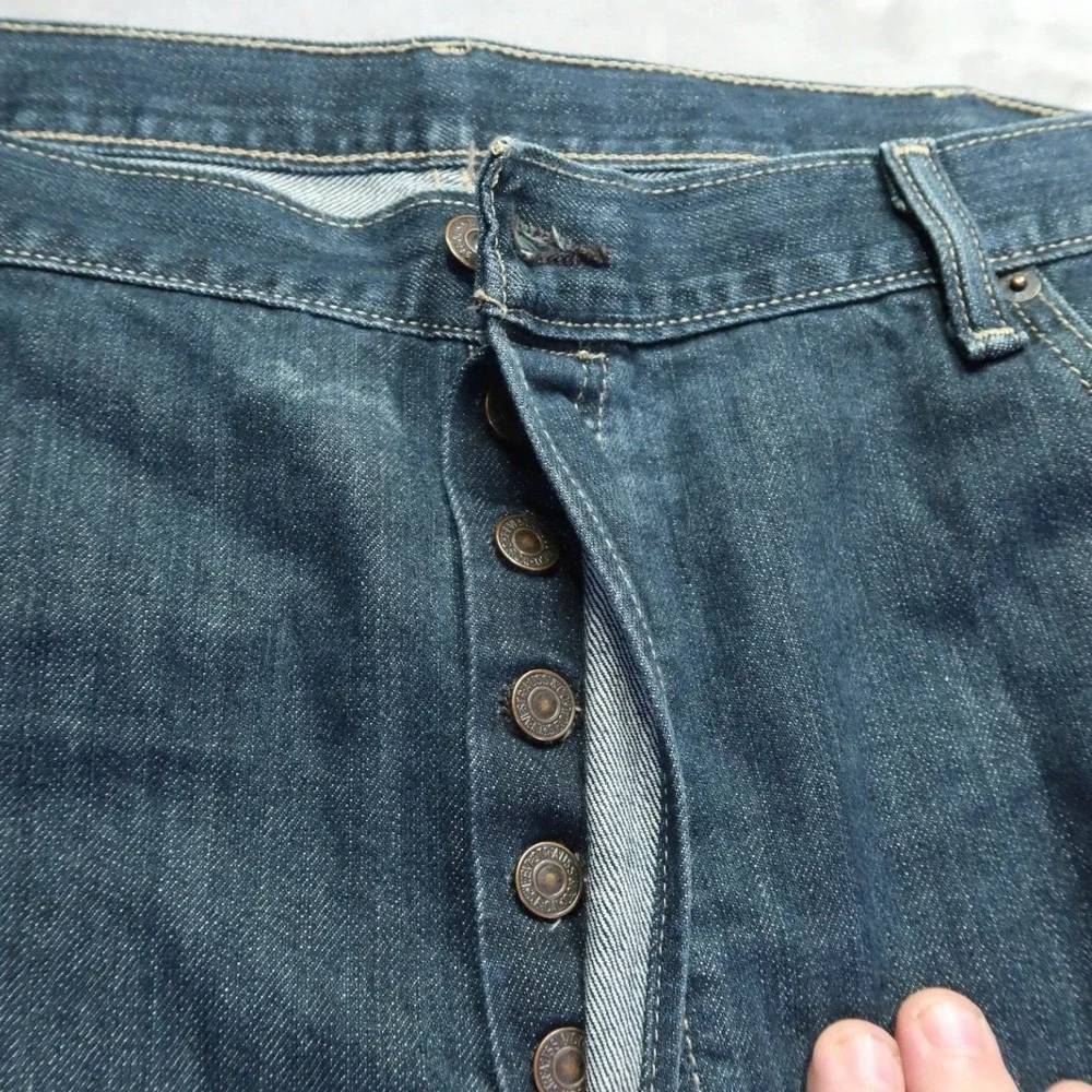 Levis 501 Original Fit Jeans Mens 42x30 Dark Wash Blue Button‎ Fly Denim Pants